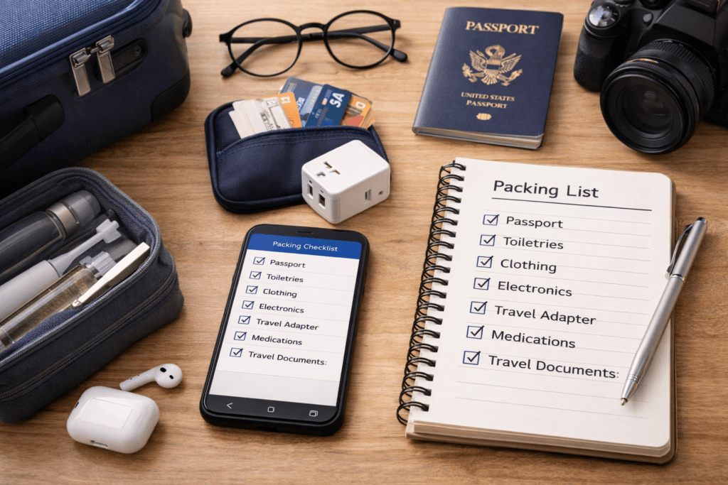 carry on packing checklist for first time travelers