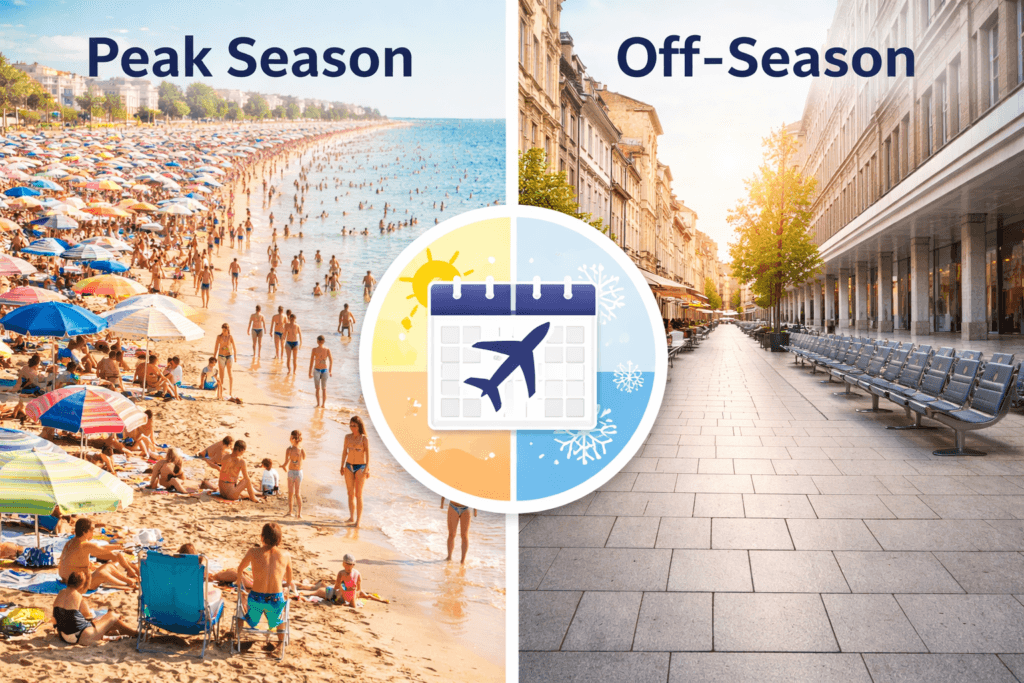 peak season vs off season best time to book flights for cheap